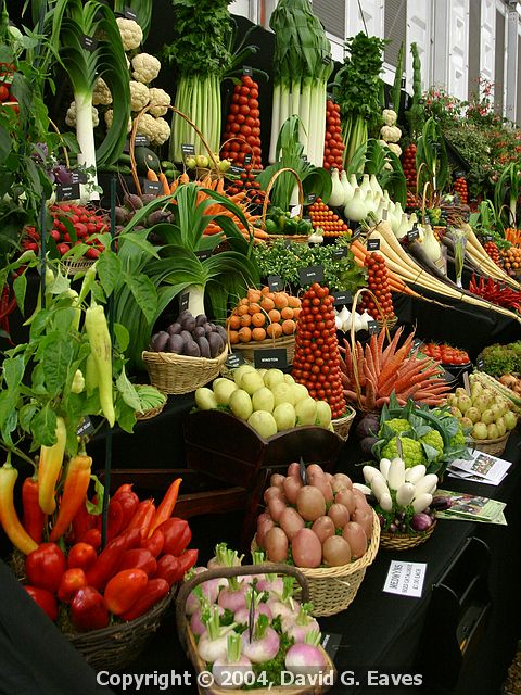Chelsea Flower Show\nGrand Pavilion - Vegetable Display, Medwyns of Anglesey