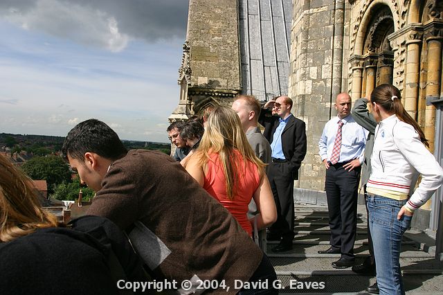 The tour group looking across Lincoln from the West doorLincoln Cathedral - Whitworth Society Summer Meeting 2004